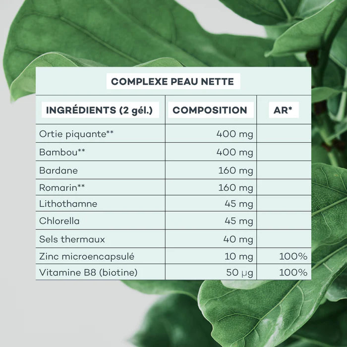 D-LAB Complexe Peau Nette – 1 mois (56 gélules) – Peau Nette, Sébum Régulé & Grain Uniforme