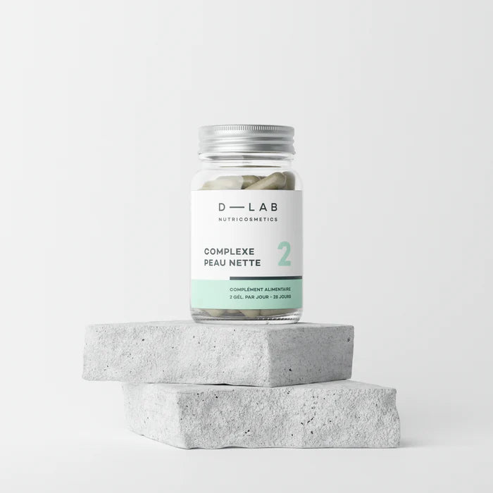 D-LAB Complexe Peau Nette – 1 mois (56 gélules) – Peau Nette, Sébum Régulé & Grain Uniforme